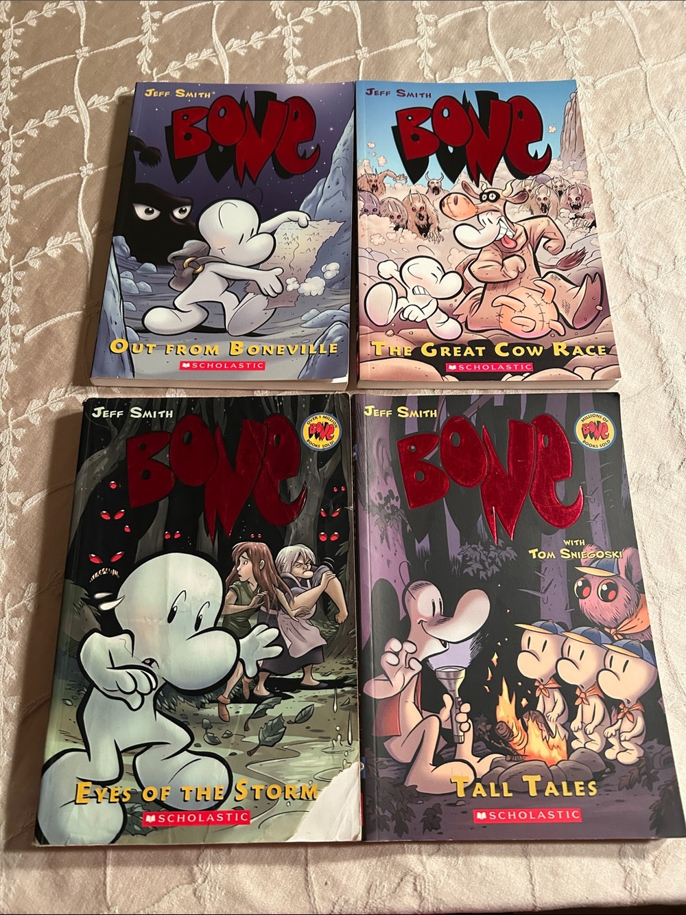 Bone Series Books 1-3 & Tall Tales set of 4 books by Jeff Smith Damaged